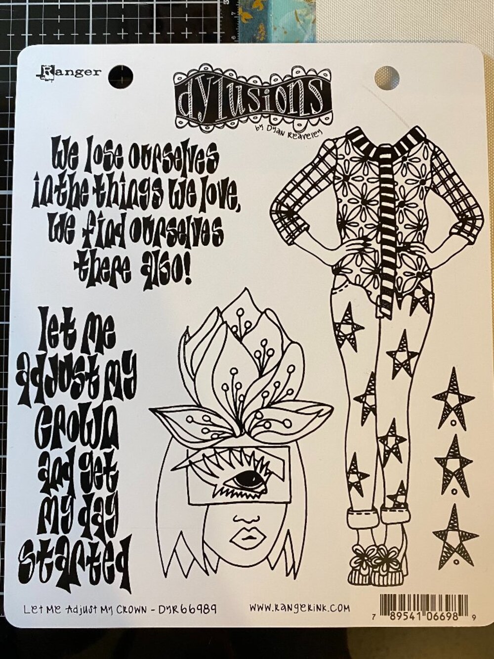 Dylusions Stamp Set: DYR66989-Let Me Adjust My Crown